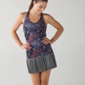 Lululemon kanto catch me tank top pink purple polka dot cross back fitted size 6